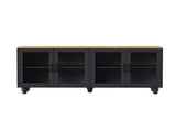 ON-TREND Farmhouse TV Stand with Tempered Glass Doors for TVs Up to 70", Versatile Sideboard with N721P206052B