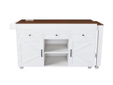 74.8" Kitchen Island Extendable Dining Table & Power Outlet - Rolling Storage Cart on Wheels 37564725