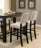 Rustic Charm Ivory Linen Like Fabric 2pcs Counter Height Bar Chairs Kitchen Furniture Nailhead Trim B011P189951