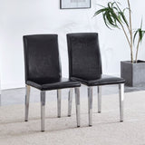 Black PU Backrest Chairs with Silver Metal Legs The Perfect Match for Minimalist and Modern Home W3226P279072