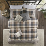 7 Piece Herringbone Comforter Set Neutral Cal King B03597192