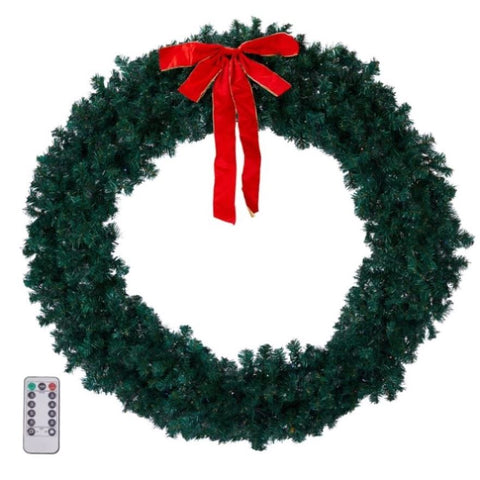 60in Pre-lit Christmas Wreath, Lighted Artificial Xmas Wreath with 220 Warm & Multi-color Lights and 16380976