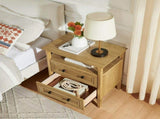 Wooden Nightstand with Open Cubby & 2 Storage Drawers, Freestanding Bedroom Side Cabinet for W487P543905