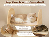4-Tier Rocket Shape Cat Tree with 2-Tier Condo Sisal Scratch Pad Hanging Pompom NaturalWhite 12794480
