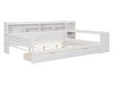 Wooden Full Size Daybed with Storage Shelves, Multi-functional Bed with Two Storage Drawers and 34590533