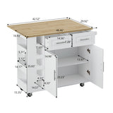 ZUN Multi-Functional Kitchen Island Cart with 2 Door Cabinet and Two Drawers,Spice Rack, Towel Holder, 70998912