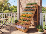 8-Tier Vertical Raised Garden Bed, 40" x 24" x 59" Fir Wood Ladder Planter Stand for Vegetables 59808583