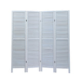 ZUN Sycamore wood 4 Panel Screen Folding Louvered Room Divider - Old white W2181P146770