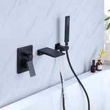 Wall Mount Tub Faucet Matte Black, Waterfall Wall Mount Tub Filler Faucet with Handheld Shower DSBB812MB
