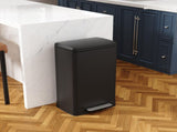 Black 14 Gallons Pedal Trash Can with Soft Close Lid, Removable Inner Bucket & Detachable Wheels, 12811413