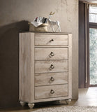 ZUN Imerland Contemporary Patched Wood Top 5-drawer Chest, White Wash Finish T2574P198406