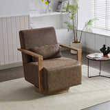 30.3"W Swivel Modern Upholstered Accent Chair with Solid Wood Armrests and 360 Degree Comfy Lounge W1298P246435