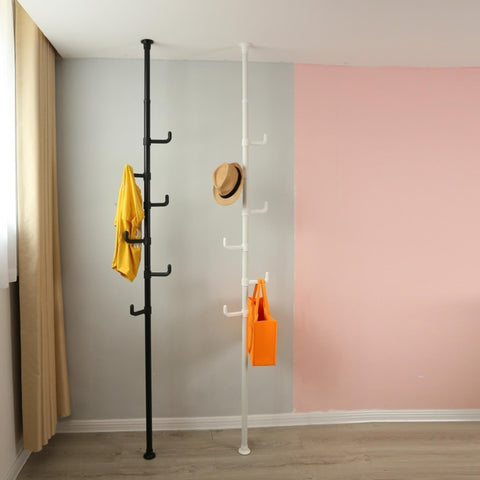 ZUN Adjustable Laundry Pole Clothes Drying Rack Coat Hanger DIY Floor to Ceiling Tension Rod Storage 73488899