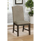 Transitional Set of 2 Side Chairs Espresso Warm Gray Nail heads Solid wood Chair Fabric Upholstered B011104798