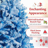 7ft Flocked Christmas Tree - 1264 Branch Tips, Fireproof PVC, 3-Section Assembly, 20" 76267000