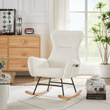 ZUN Cream white velvet rocking chair W58872237