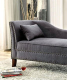 Gray Fabric Chaise / Bench Nailhead Trims Pillow Plush Comfort 1pc Chaise Living Room Furniture B011P305692
