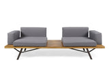 Outdoor Acacia Wood 2 Seater Sofa with Metal Legs for Garden Patio 62255.00TFNH