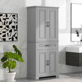 ZUN Bathroom Storage Cabinet with Doors and Drawer, Multiple Storage Space, Adjustable Shelf, Grey WF308204AAE