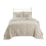 3 piece Tufted Cotton bedspread set Taupe King/Cal King B035129059