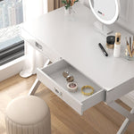 ZUN Computer Desk with Storage,Solid Wood Desk with Drawers, Modern Study Table for Home Office,Small W1781103712