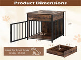 BlackBrown 2-in-1 Dog Crate End Table with Charging Station, Chew-Resistant Metal Tube Pet 66632252