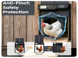 Solar Powered Automatic Chicken Coop Door with 4 Control Modes Light Sensor Timer Remote Manual, 62428970