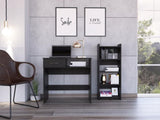 Vizcaya Home Office Set, Single Drawer, Keyboard Tray,Bookcase -Black B20092121