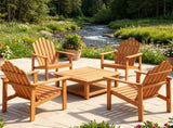 Solid Acacia Wood Adirondack Chair, 400 lbs Heavy Duty Sloped Seat Outdoor Patio Lawn Chair with 05096665