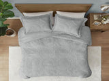 King/Cal King Embroidered Medallion Faux Fur Comforter Mini Set B03597086