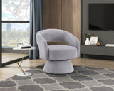 Modern Luxurious Swivel Accent Chair Gray Soft Corduroy Upholstery Plush Seating Solid Wood Stylish B011P256232