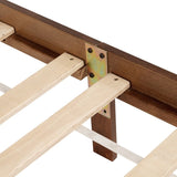 King Pine wooden Bed with Rattan Headboard and Footboard, with Central Enhanced Bed Platform,Walnut W504P269835