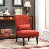 Pisano Contemporary Chenille Fabric Armless Accent Chair with Pillow, Red T2574P164517