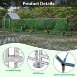 ZUN 16x3FT Metal Chicken Coop Run Backyard Hen House Poultry Habitat Cage w/Cover W2505P151985