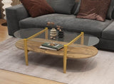 Oval shaped glass coffee table modern design, length 41 x width 21 x height 17 inches, for living W1727P356427