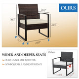 3 Piece Outdoor PE Wicker Furniture Set, Patio Brown Rattan Sectional Sofa Couch with Washable 73937025