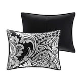 7 Piece Cotton Printed Comforter Set Black Queen B03597261