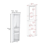 ZUN Chicago 75" H Mirrored Corner Bar Cabinet, With Glass Doors, Two Shelves and Stemware White B200P240239