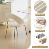 061-Set of 1 Velvet Fabric Chairs With Curved Backrest and Golden Metal Legs for Kitchen or W527P255475