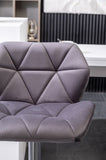 Breni Velvet Diamond Tufted Swivel Adjustable Height Barstool, Set of 2, Gray T2574P164871
