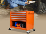 4 DRAWERS MULTIFUNCTIONAL TOOL CART WITH WHEELS-ORANGE W1102111135