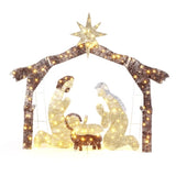 6ft Brown Roof 190LED Lights Nativity Scene Garden Jesus Decoration 09152925