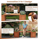 Garden Bench with Planter Boxes - Hardwood Build , Displays Faux Trees/Potted 85862881