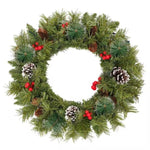 ZUN Pre-lit Xmas Tree Artificial Christmas 4-Piece Set,Garland, Wreath and Set of 2 3FT Entrance Trees PX307762AAF