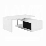 ZUN White and Black High Gloss Coffee Table with Swivel Top B062P209063