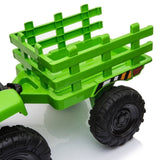 ZUN 12V Kids Ride On Tractor with Trailer, Battery Powered Electric Car w/ Music, USB, Music, LED W2181137981