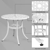 Phoenix Cast Aluminum Round Table, Patio End Table Side Table, Cast Aluminum Cocktail Table, Outdoor 23436052
