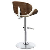 ZUN Ecru and Chrome Adjustable Bar Stool B062P153492