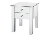 Modern and Contemporary Mirrored 2-Drawers Nightstand Bedside Table Silver 09093710