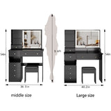 41" Large Size Left Drawer Desktop Vanity TableCushioned Stool, Extra Large Touch Control LED W3258P296794